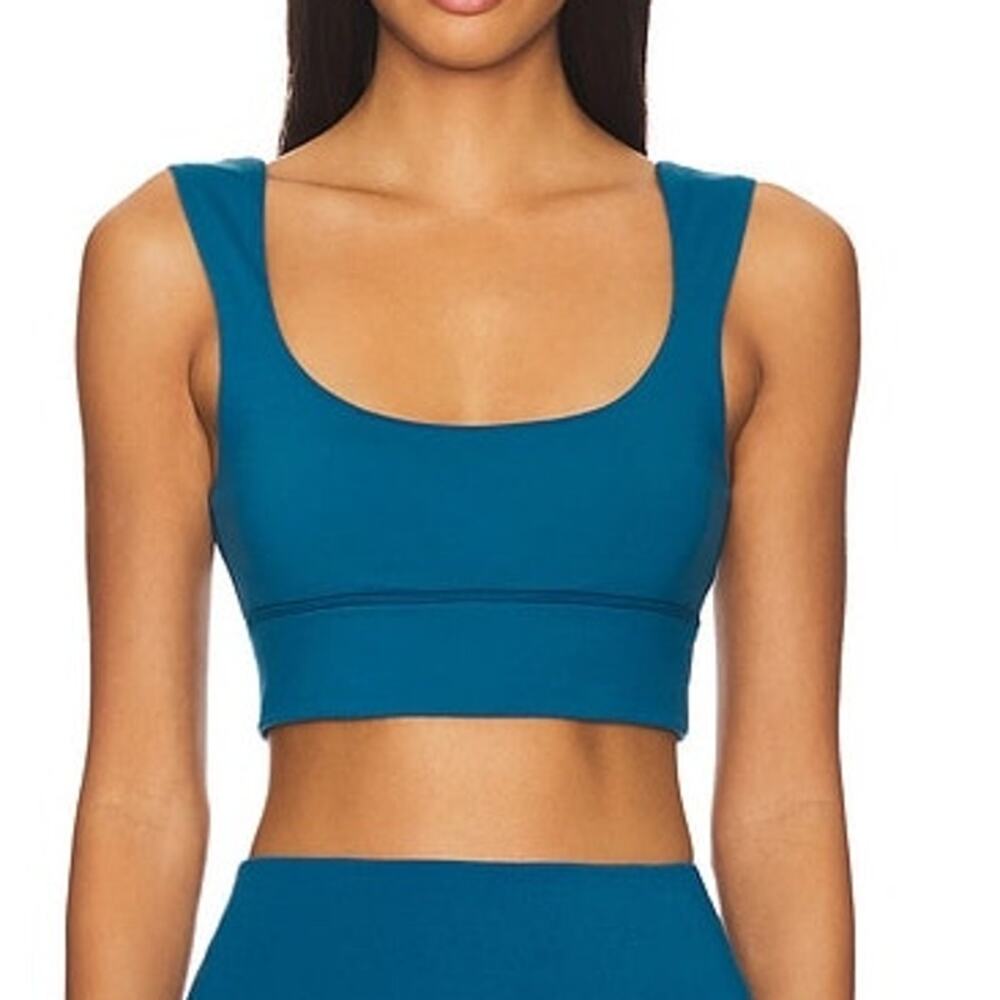 Spiritual Gangster Salem Long Bra in Topaz Size XS Scoop Neck Sports Bra